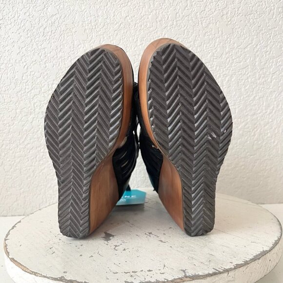 NEW Lane Boots BECCA Womens Black Wedges 5.5 Western Sandals Cowgirl Leather - Picture 8 of 11